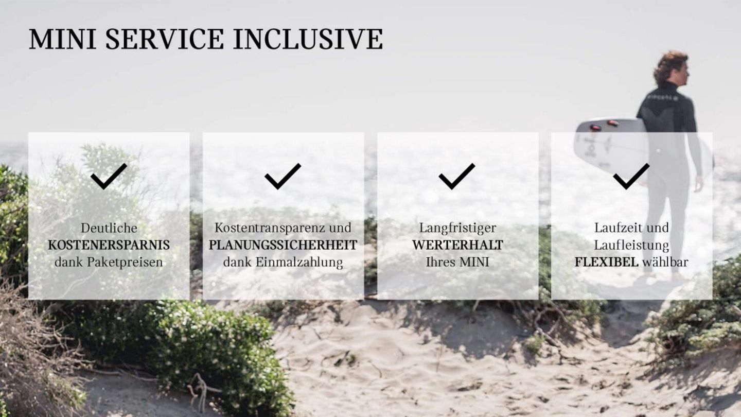 Vorteile der MINI-Incluive Leistungen werden aufgezählt
