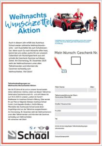 Teilnahme-Formular um an der Wunschzettel-Aktion teilzunehmen